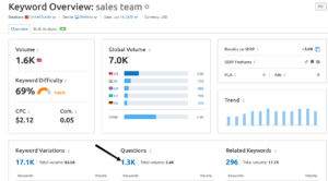using semrush to find overview of sales team names